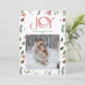 モダンJoy Red Berry Botanical Photo Mr. & Mrs. シーズンカード (スタンド正面)