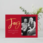 モダンJoy Script赤い写真 箔シーズンカード (立ち正面)