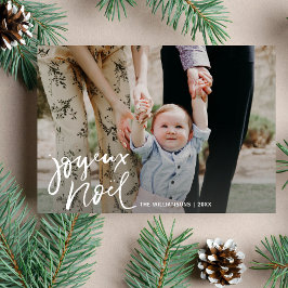 モダンJoyeux Noel Hand Lettered Christmas Photo シーズンカード