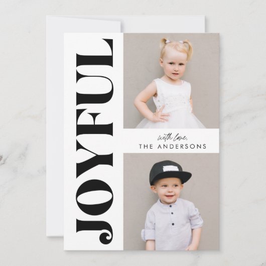 モダンJoyful Black and White Christmas 4 Photo シーズンカード (正面)