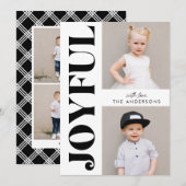 モダンJoyful Black and White Christmas 4 Photo シーズンカード (正面/裏面)