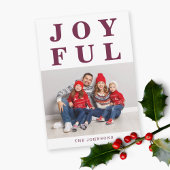 モダンJoyful Burgundy Christmas Photo シーズンカード