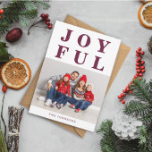 モダンJoyful Burgundy Christmas Photo シーズンカード
