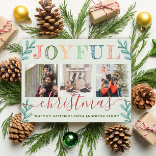 モダンJoyful Christmas季節のごあいさつ写真 シーズンポストカード