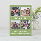 モダンJoyful Christmas Green Photo Collage シーズンカード (スタンド正面)
