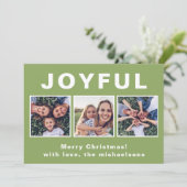 モダンJoyful Christmas Green Photo Collage シーズンカード (スタンド正面)