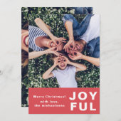 モダンJoyful Christmas Red Two Photo シーズンカード (正面/裏面)