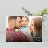 モダンJoyful Christmas Scriptフルフォト金ゴールド 箔シーズンカード (立ち正面)