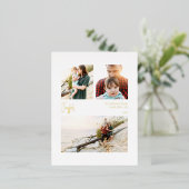 モダンJoyful Christmas Script 3枚の写真金ゴールド 箔シーズンポストカード (立ち正面)