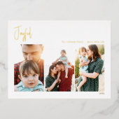 モダンJoyful Christmas Script 3枚の写真 |金ゴールド 箔シーズンポストカード (正面)