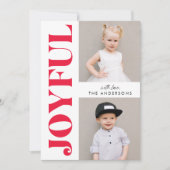 モダンJoyful Red Christmas 4 Photo シーズンカード (正面)