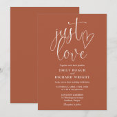 モダンJust Love Script Terracotta結婚の 招待状 (正面/裏面)