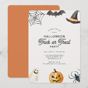 モダンKids Halloween TrickまたはTreat パーティー 招待状