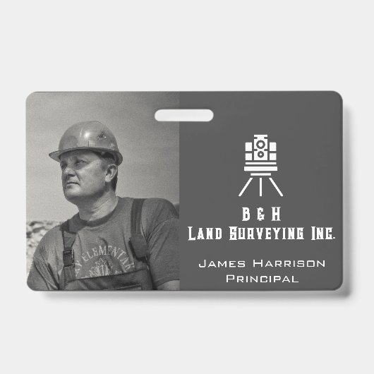 モダンLand Surveyor Business Photo ID バッジ (Front)