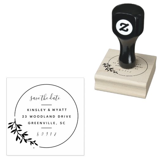 モダンlaurel branch save date差出人住所 ラバースタンプ (押印)