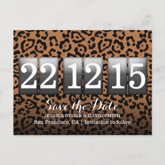 モダンLeopard Print日付の保存 案内ポストカード (正面)