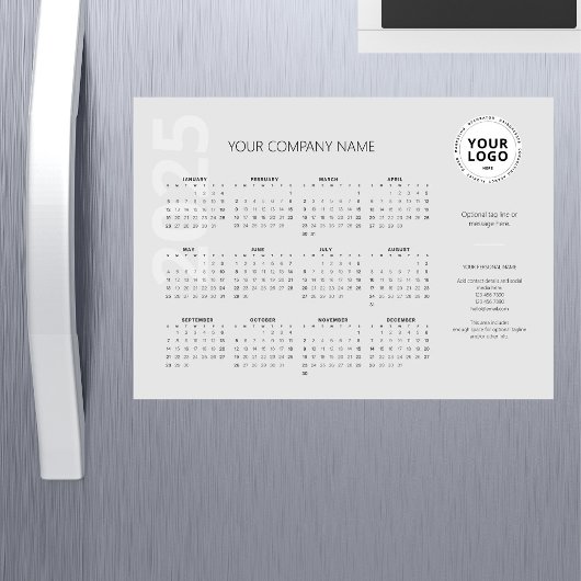 モダンLight Grayミニマル Business Calendar 2025
