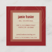 モダンLOGOス頭が切れるクエアアイコンのモノグラムのマルーン金ゴールド スクエア名刺 (裏面)