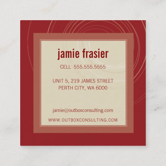 モダンLOGOス頭が切れるクエアアイコンのモノグラムのマルーン金ゴールド スクエア名刺 (裏面)