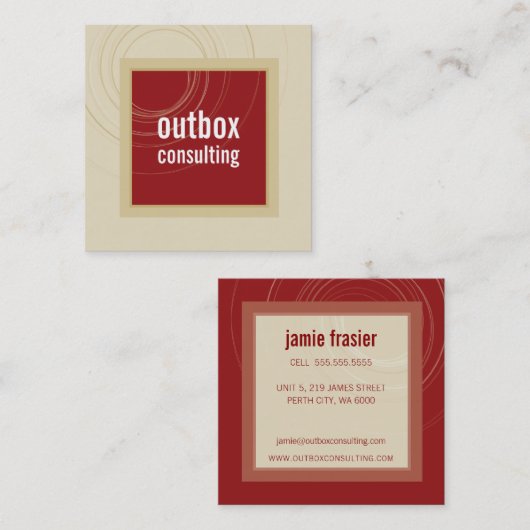 モダンLOGOス頭が切れるクエアアイコンのモノグラムのマルーン金ゴールド スクエア名刺 (正面/裏面)