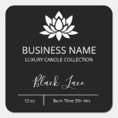 モダンLotus Black Candle Labels スクエアシール (正面)