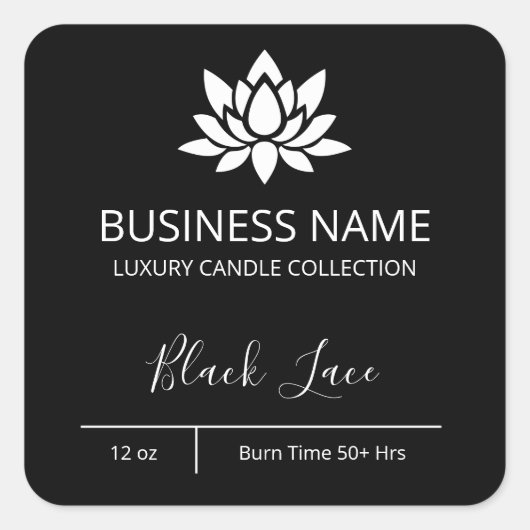 モダンLotus Black Candle Labels スクエアシール (正面)