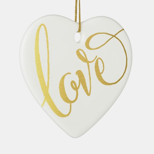 モダンLOVE TYPEかわいいスクリプトタイポグラフィクール金ゴールド セラミックオーナメント (右)