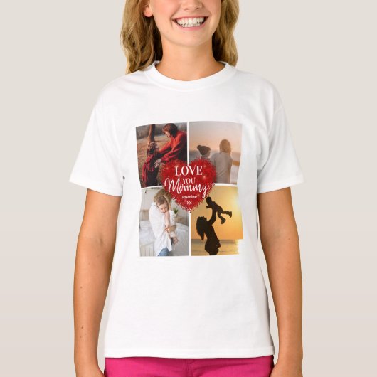 モダンLove You Mom/Mommy/Other Photo Collage Tシャツ (正面)