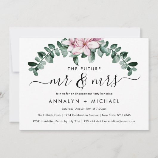 モダンMagnolia Future婚約パーティ 招待状 (正面)