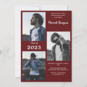 モダンMaroon Burgundy写真卒業パーティー 招待状 (裏面)