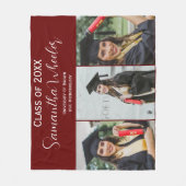 モダンMaroon Gradationカスタム Photo Collage Name フリースブランケット (正面)