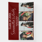 モダンMaroon Gradationカスタム Photo Collage Name 横断幕 (縦)
