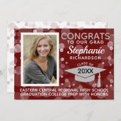 モダンMaroon Gray《写真》ぼけ味バブル写真卒業 招待状 (正面/裏面)