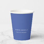 モダンMedium Blue Plain Minimalist Add Name 紙コップ (正面)