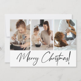 モダンMerry Christmas Script親子の写真 シーズンカード