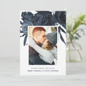モダンMidnight Blueフローラ写真Save the Date セーブザデート (スタンド正面)