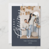 モダンMidnight Blue Photoクリスマスグリーティング シーズンカード (正面)