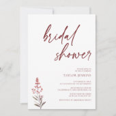 & モダンMinimalist:赤面フローラブライダルシャワー 招待状 (正面)