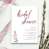 & モダンMinimalist:赤面フローラブライダルシャワー 招待状