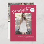 モダンMinimalist Magenta School Gradパーティー写真 招待状 (正面/裏面)