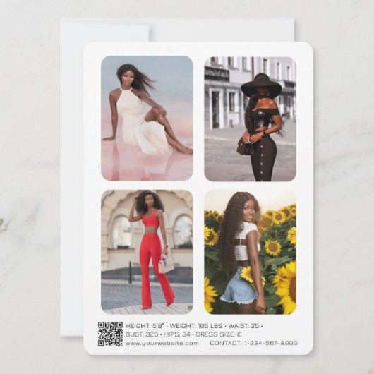 モダンModeling Actor Comp Card 5 Photo QR Code (裏面)