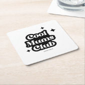 モダンmomsククールラブレトロヴィンテージGroovy スクエアペーパーコースター (アングル)