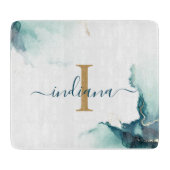 モダンMonogram AgateスクリプトKeepsake カッティングボード (正面)