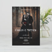 モダンMoody Gothic Photo Dark結婚's 招待状 (スタンド正面)