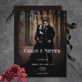 モダンMoody Gothic Photo Dark結婚's 招待状