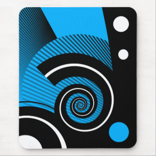 モダンmousepad,抽象芸術，ブラウ，白，黒 マウスパッド