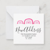 モダンMoving Announcement Pink Rainbow ノートカード (正面)