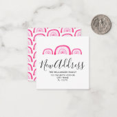 モダンMoving Announcement Pink Rainbow ノートカード (正面/裏面インサイチュ)