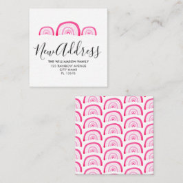 モダンMoving Announcement Pink Rainbow ノートカード