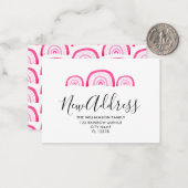 モダンMoving Announcement Pink Rainbow ノートカード (正面/裏面インサイチュ)